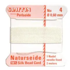 Griffin Silk Beading Cord & Needle Size 4 White