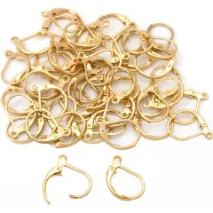 50 Gold Plated Leverback Earrings Earring Findings 13mm