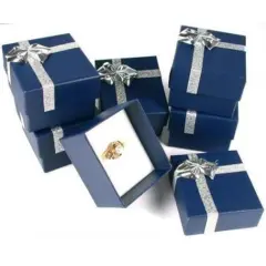 6 Blue Bow Tie Ring Gift Boxes Jewelry Displays