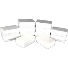 12 Cotton Boxes White Pendant Chain Charm Jewelry Displays 2 5/8"