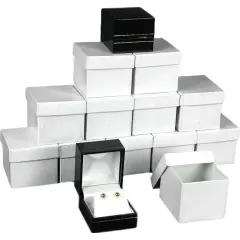12 Earring Gift Boxes Black Leather Jewelry Display Box