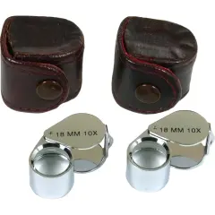 2 10X Round 18mm Chrome Plated Jewelers Eye Loupes