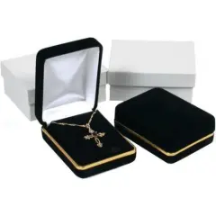 2 Pendant Chain Gift Boxes Display Black Velvet