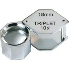 10x Triplet Hexagon Chrome Plated Eye Loupe Jewelers Magnifier Tool