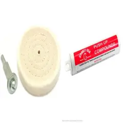 3" Cotton Buffing Wheel & Mandrel & Red Rouge Push-Up Polishing Compound