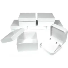 6 White Leather Earring Gift Boxes Jewelry Case Display