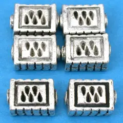 Rectangle Beads Antique Silver Plate Tube 13mm Approx 6