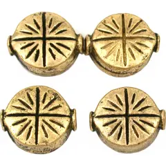 Fluted Star Disc Beads Antique Gold Plt 9.5mm Approx 4