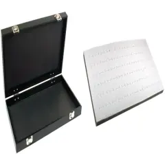 Black Jewelry Case (2xMetal Clasps & Removable Lid) w/ Gray 72-slot Foam Insert