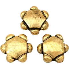 Flower Disc Beads Antique Gold Plated 15mm Approx 3