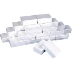 25 White Swirl Charm Cotton Boxes Pendant Gift Displays 2 5/8"