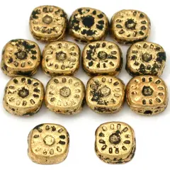 15g Bali Square Sun Bead Antq Gold Plated 8mm Approx 12