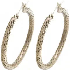 Sterling Silver Bali Round Hoop Earrings Jewelry 37mm
