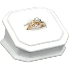 White Leather Ring Stand Jewelry Showcase Display Case