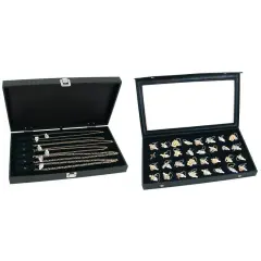 Jewelry Cases w/ Two Velvet Necklace Displays & 32 Slot Tray Insert Kit 5 Pcs