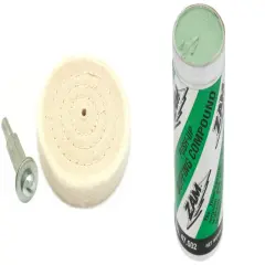 3" Cotton Buffing Wheel & Mandrel & 1/4Lb Zam Buffing Compound Tube