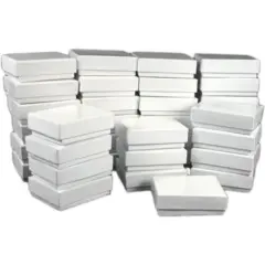 36 Cotton Boxes White Pendant Chain Charm Jewelry Displays 2 1/8"