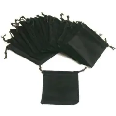 20 Black Velvet Pocket Watch & Jewelry Drawstring Gift Pouches 3"