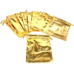 12 Pouches Gold Gift Bag Drawstring Jewelry 4" x 5"