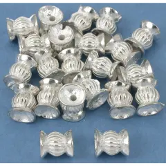 Fluted Tube Bali Beads Silver Plated 7.5mm Approx 20