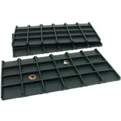 72 Slot Coin Jewelry Tray Black Leather Case Display