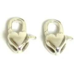 2 Sterling Silver Heart Lobster Clasps Chain Jewelry