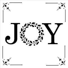 Joy with Holiday Wreath Embossing 12 x 12 Stencil | FS105 by Designer Stencils | Word & Phrase Stencils | Reusable Stencils for Painting on Wood, Wall, Tile, Canvas, Paper, Fabric, Furniture, Floor | Reusable Stencil for Home Makeover