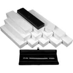 12 Black Leather Bracelet Gift Boxes Display Snap Lid