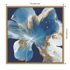 Liquid Enigma I (Abstract Blue Flower) by Eva Watts Canvas Wall Art Print Framed Natural