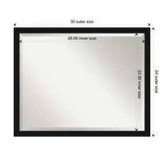 Beveled Bathroom Wall Mirror, Avon Black Narrow Frame