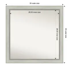 Amanti Art Non-Beveled Wall Mirror, Flair Polished Nickel Frame Flair Silver Patina