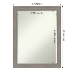 Petite Bevel Wood Wall Mirror, Greywash Frame
