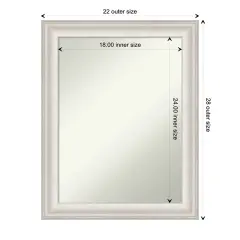 Amanti Art Non-Beveled Wall Mirror, Trio White Wash Silver Frame