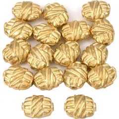 15g Bali Flat Oval Barrel Beads Gold Plt 9mm Approx 15