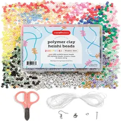 Incraftables 6mm Clay Beads for Bracelets Making (2000pcs) 18 Colors Set. Best Polymer Clay Heishi Beads for DIY Jewelry. Thin Flat Round Disc Small Beads Bulk Kit w/ Spacer, Letter Beads & String