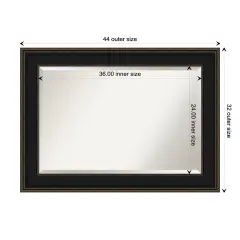 Beveled Wood Bathroom Wall Mirror, Mezzanine Espresso Frame