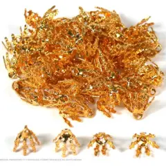 150 Bead Caps Gold Plated Necklace Chain Charm Bails