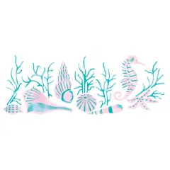 Shells with Seahorse Wall Stencil | 1838 by Designer Stencils | Reusable Art Craft Stencils for Painting |