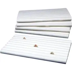 5 White Leather Continuous Slot Ring Trays Jewelry Showcase Displays