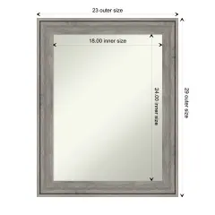 Amanti Art Non-Beveled Wood Wall Mirror, Regis Barnwood Grey Frame