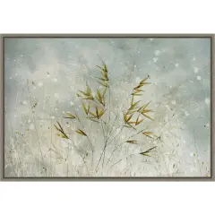 Wintertime Leaves by Nel Talen 23-in. W x 16-in. H. Canvas Wall Art Print Framed in Grey