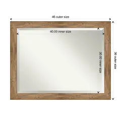 Beveled Wood Bathroom Wall Mirror, Owl Brown Frame