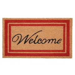 153031830WELC Red Border Welcome Doormat