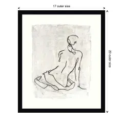 Embellished Gestural Contour I (Nude) by Ethan Harper Wood Framed Wall Art Print
