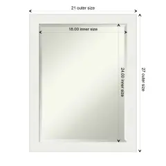 Beveled Bathroom Wall Mirror, Vanity White Narrow Frame