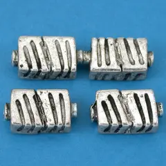 Fluted Rectangle Beads Antique Silver Plt 17mm Approx 4