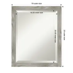 Beveled Bathroom Wall Mirror, Dove Greywash Square Frame