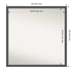 Amanti Art Non-Beveled Wall Mirror, Eva Black Silver Thin Frame