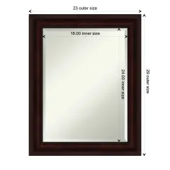 Beveled Bathroom Wall Mirror, Coffee Bean Brown Frame