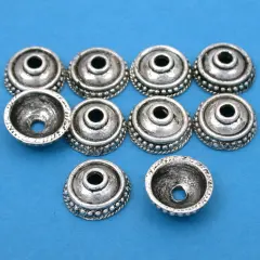 Dot Bali Bead Caps Antique Silver Plated 14mm Approx 8
